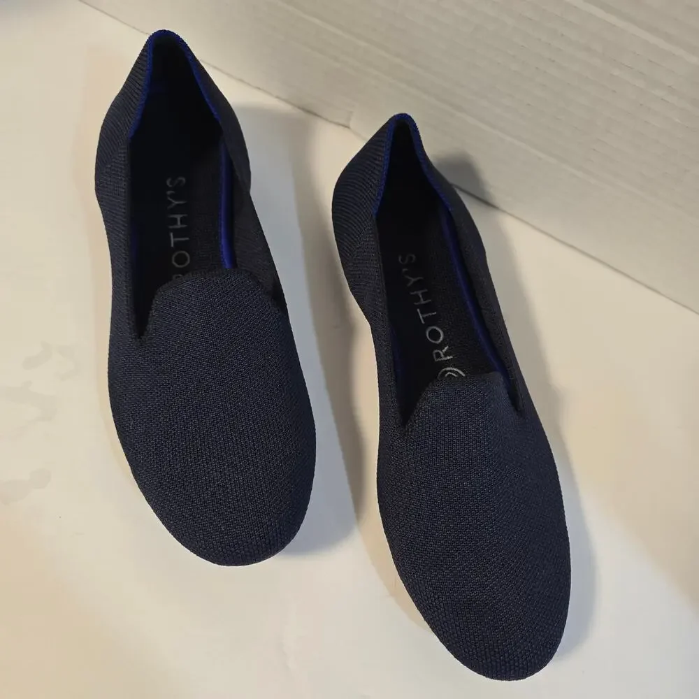 ROTHY'S THE FLAT KNIT BALLET SHOES, NAVY BLUE SIZE 8 - Picture 2 of 7